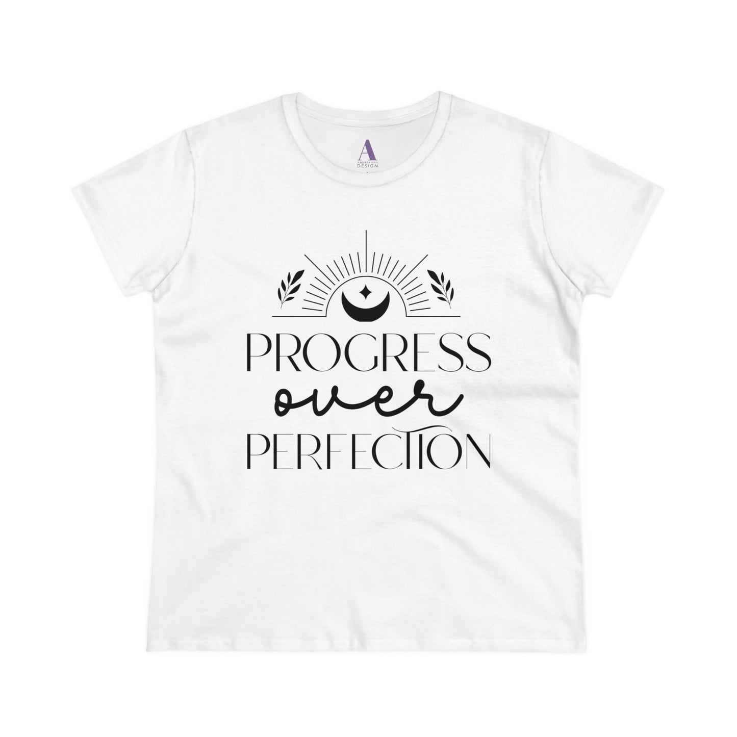 Boho Design Tee with "Progress Over Perfection" Slogan