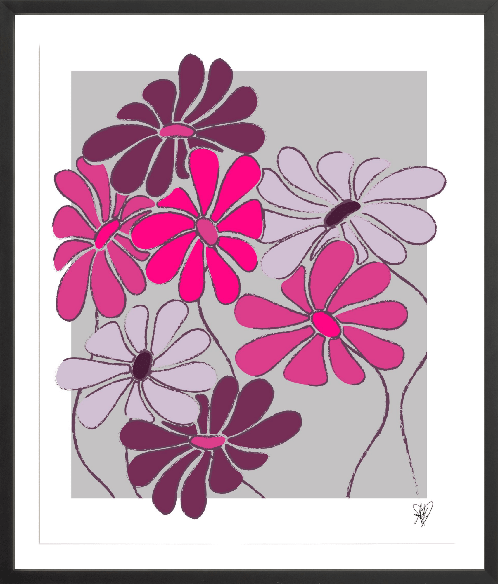 Magenta Bloom - Abstract Floral Heart Print